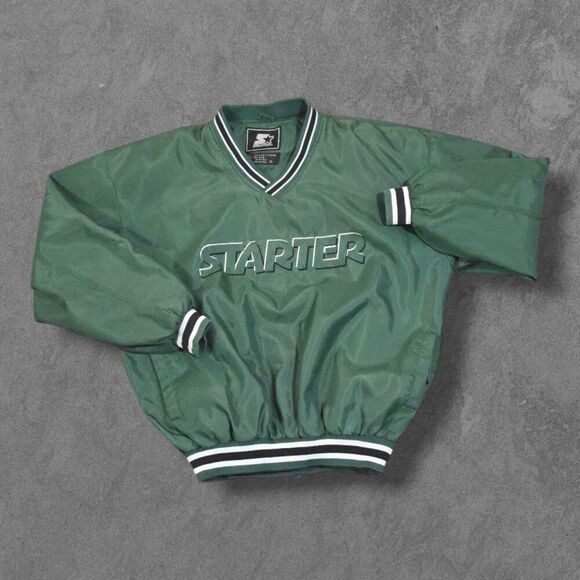 Vintage Starter Pullover Sweatshirt Windbreaker 90s Green Puffer XL - Picture 1 of 6